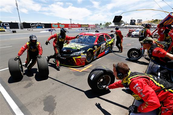 Clint Bowyer pits during the Sprint Cup Series Toyota  Save Mart 350 at Sonoma Raceway on Sunday