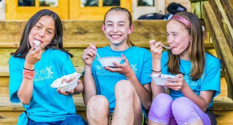 Girl Scouts eat ice cream