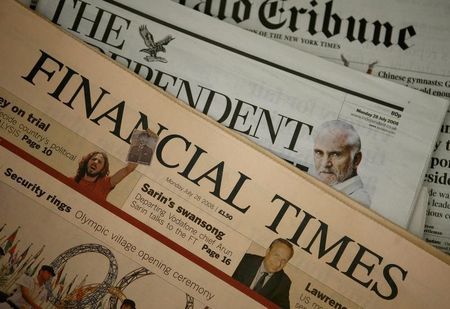 UK-PEARSON-SALE:Pearson exploring sale of Financial Times- Bloomberg