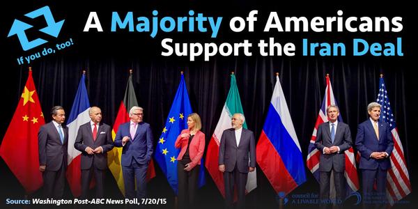 A majority of Americans support the nuclear deal with Iran. Including Jewish Americans. Graphic from Council for a Livable World