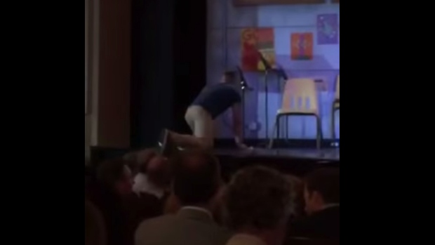 Man tries to charge phone at theatre