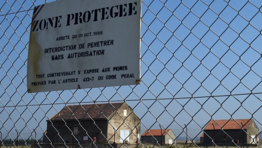 AFP sign reading ‘prohibited area’ at the Miramas army base in southern France