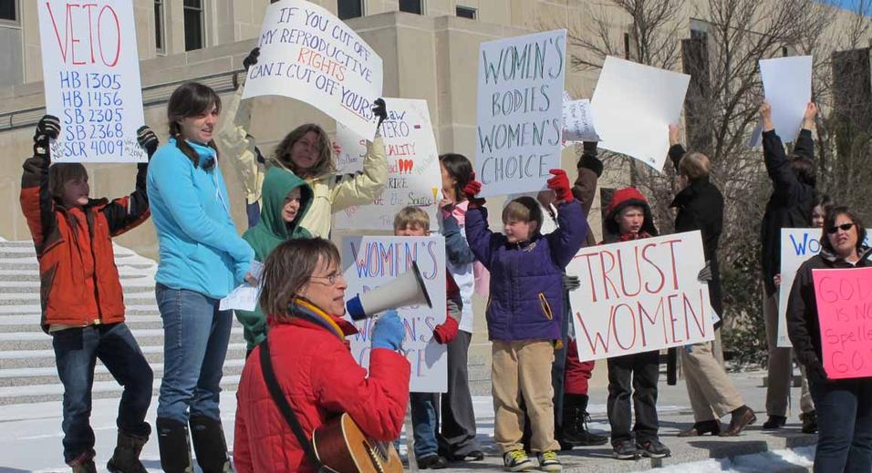 More than 300 demonstrators attended the rally protesting a package of measures that would give the state the toughest aborti