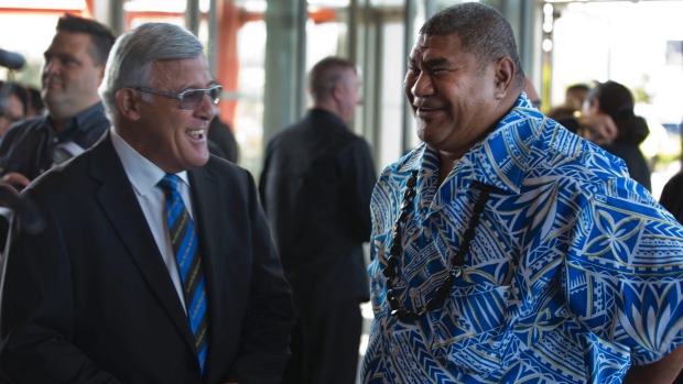 Bryan Williams and Inga Tuigamala at the funeral of Samoan and Auckland rugby legend Peter Faitalofa in Auckland in November 2013. Fats spirit will come alive in Wednesday's test match