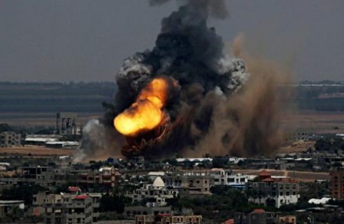 An explosion in Gaza during the conflict