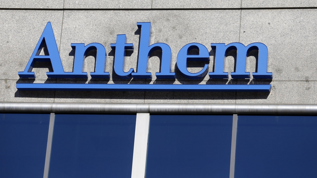 Anthem logo at the health insurer's corporate headquarters in Indianapolis. Anthem is buying rival Cigna in a deal valued at $48 billion announced on Friday