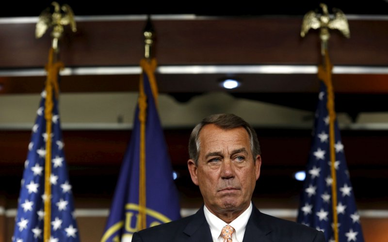 U.S. House Speaker John Boehner speaks at his weekly press briefing on Capitol Hill in Washingt