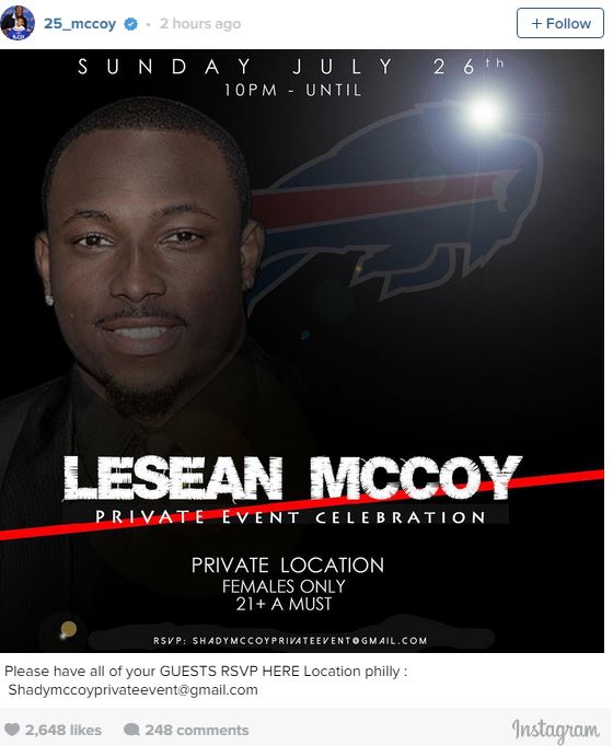 LeSean Mc Coy party