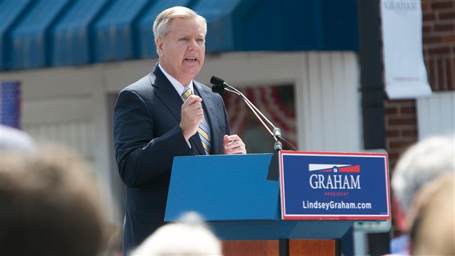 Senator Lindsey Graham gives a speech where he announced his candidacy for US President