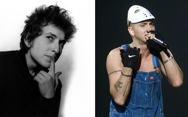 Bob Dylan left and Eminem right