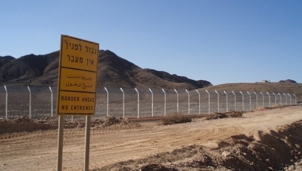 Border fence in seen along the Israel Egypt border