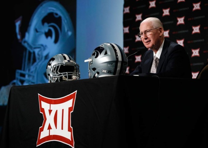 Kansas State head football coach Bill Snyder addresses attendees at NCAA college Big 12 Conference Football Media Days