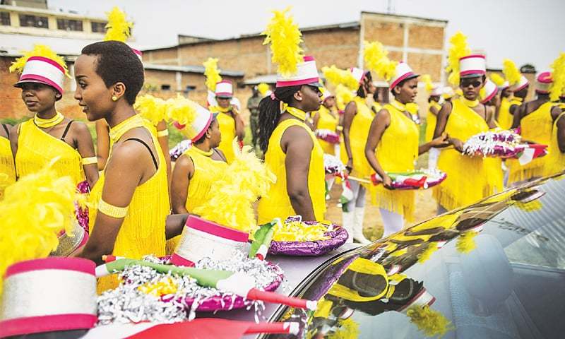 Bujumbura: Dancers gather at the entrance of a stadium during celebrations of the country’s 53rd independence on Wednesday.—AFP