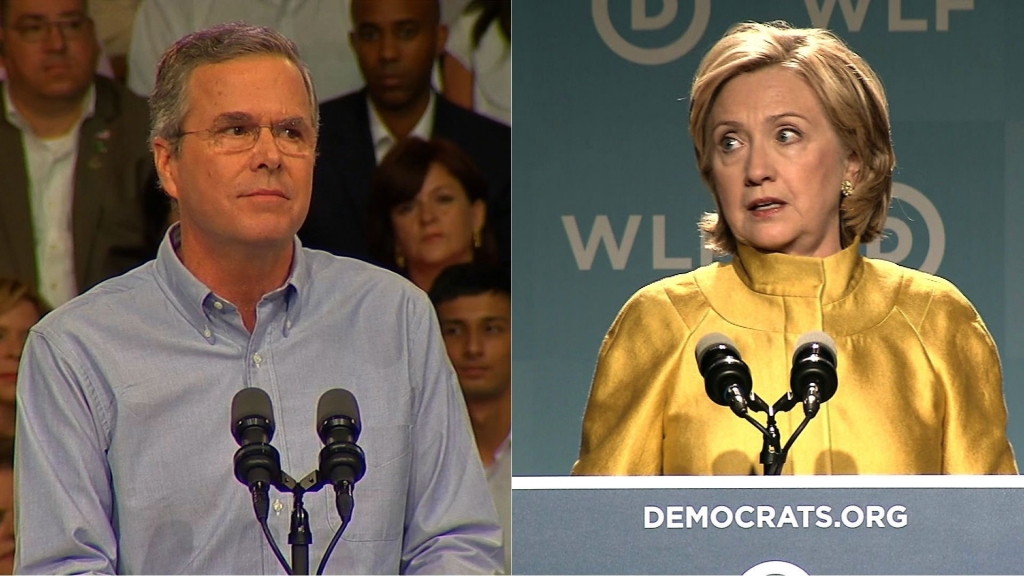 Current presidential nominee frontrunners Jeb Bush and Hillary Clinton, traded barbs on Twitter after Bush said in an interview Wednesday