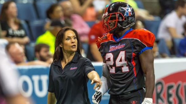 Jen Welter played running back and special teams in 2014 for the Texas Revolution of the Indoor Football League becoming the first woman to hold a non-kicking position for a men's professional sports league