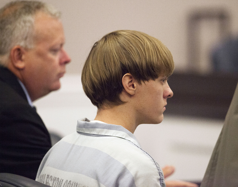 Dylann Roof appears at a court hearing in Charleston S.C. on Thursday