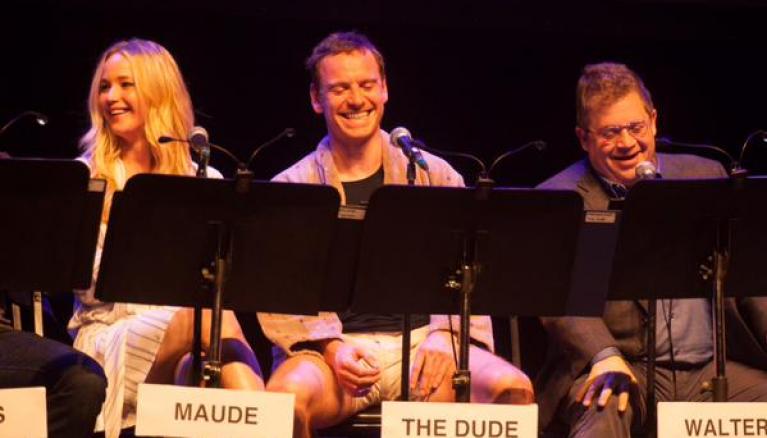 Michael Fassbender and Jennifer Lawrence Dress Up Casually for The Big Lebowski Reading