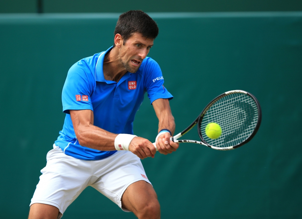 Novak Djokovic in action during his match with Alexander Zverev during day four of The Boodles at Stoke Park near Stoke Poges England Friday