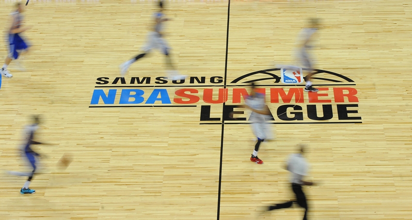 Jul 14 2015 Las Vegas NV USA New York Knicks and Philadelphia 76ers players run across center court during an NBA Summer League game at Thomas & Mack Center. Mandatory Credit Stephen R. Sylvanie-USA TODAY Sports