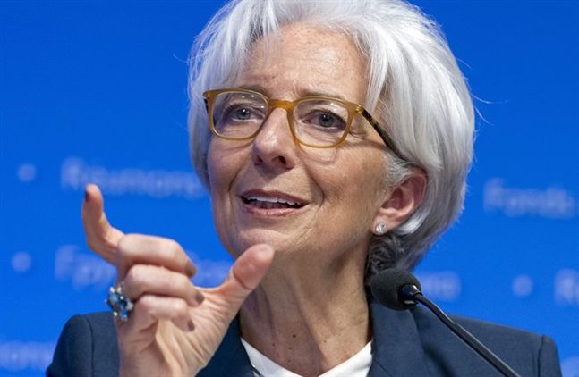 International Monetary Fund Managing Director Christine Lagarde speaks during a news conference after the IMFC meeting at the World Bank International Monetary Fund annual meetings in Washington. In an onli