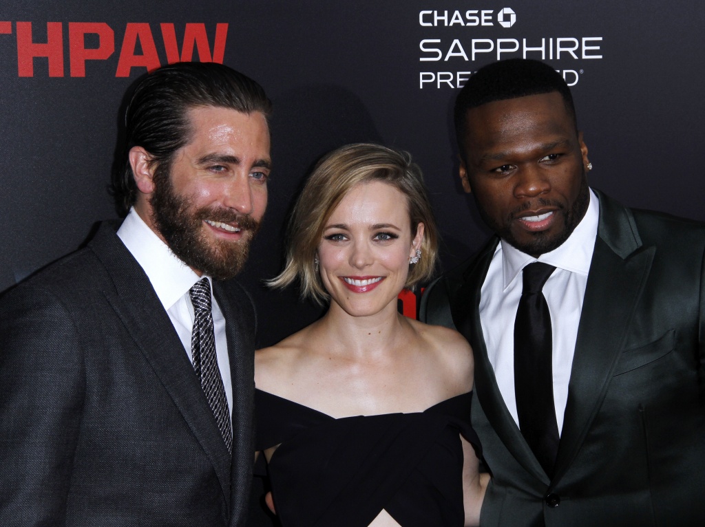 Jake Gyllenhaal Rachel Mc Adams and Curtis'50 Cent Jackson attend the'Southpaw New York premiere at AMC Loews Lincoln Square