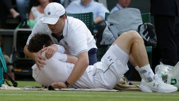 British tennis star Andy Murray is given a massage on court during his third round win over Andreas Seppi