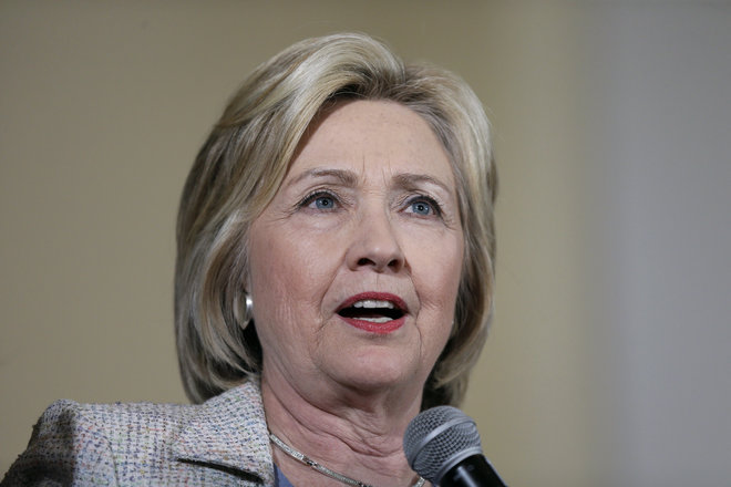 Democratic presidential candidate Hillary Rodham Clinton speaks during a campaign event Sunday