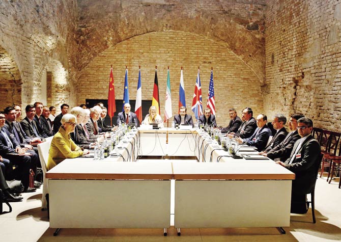 Representatives of Iran and six major powers meet in Vienna Austria in April 2015 seeking to finalise the historic deal curbing Iran’s nuclear programme finally inked on July 14. Pic  AFP