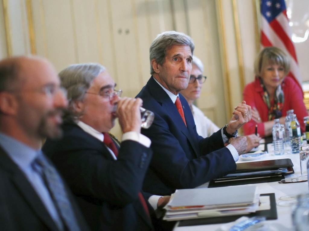 U.S. Secretary of State John Kerry meets with Iranian Foreign Minister Mohammad Javad Zarif at a hotel in Vienna Austria on Friday