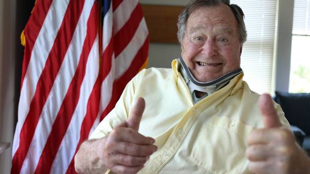 Injured former president George HW Bush tweeted this thumbs-up