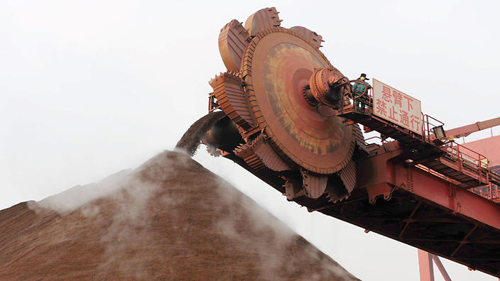 Iron ore prices have dropped to a six-year low following the slump in China's share market