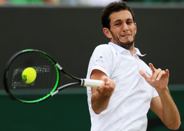 James Ward in action against Jiri Vesely at Wimbledon