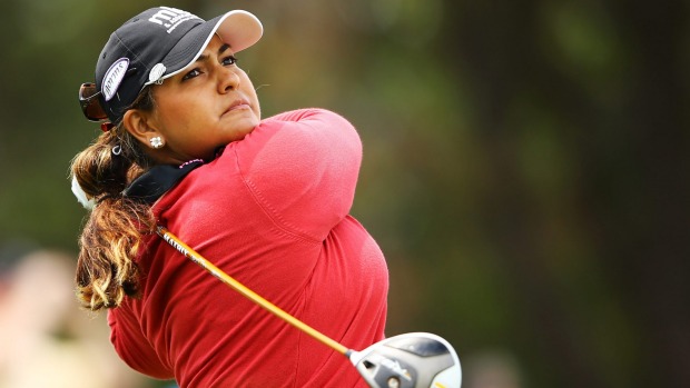 American Lizette Salas the daughter of Mexican immigrants has the flags of Mexico and America on her bag and is a contender to win the Women's British Open at Donald Trump's course this week