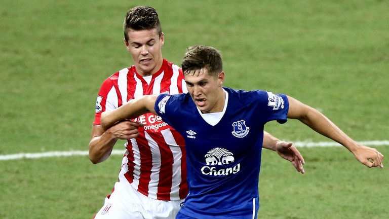 John Stones in action for Everton at the Asia Trophy