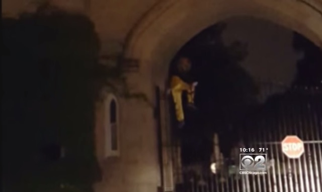 Just a clown scaling a cemetery fence NBD