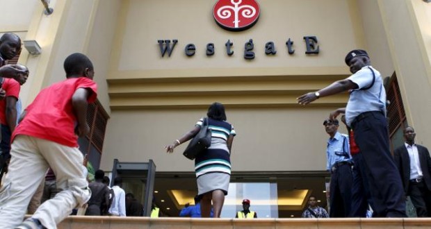 Customers enter the reopened Westgate shopping mall in Kenya's capital Nairobi