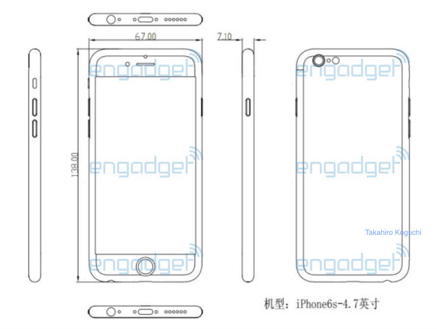 Leaked iPhone 6s schematics reveal tiny visual change over the iPhone 6