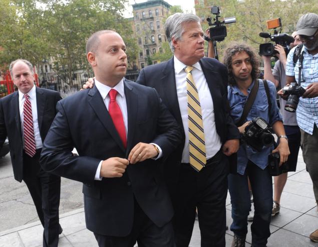 Adam and Dean Skelos arrive at Manhattan Federal Court