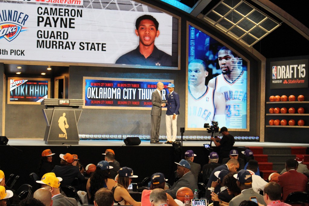 Mallory Tucker  The News Cameron Payne shakes NBA Commissioner Adam Silver's hand after being picked 14th overall by the Oklahoma City Thunder