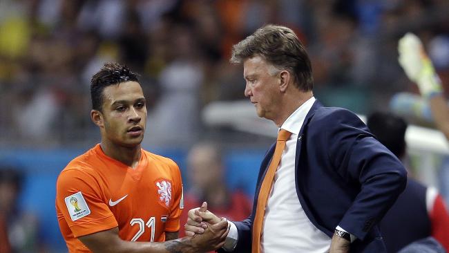 Memphis Depay and Louis van Gaal