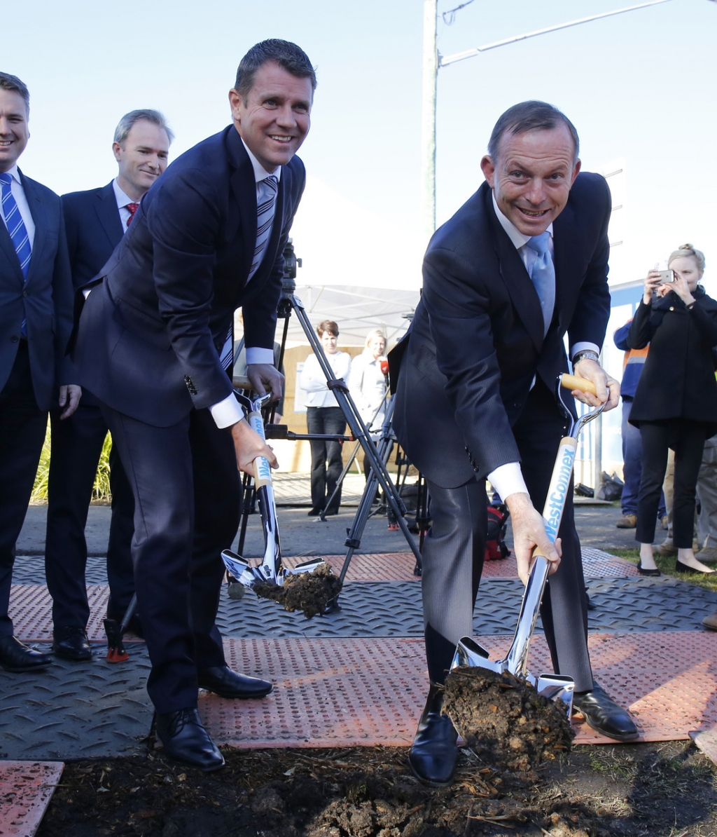 Mike Baird and Tony Abbott pose for