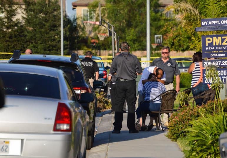 Modesto California. A Modesto police spokeswoman said officers responding to a request to conduct a welfare check discovered the bodies of three children and two