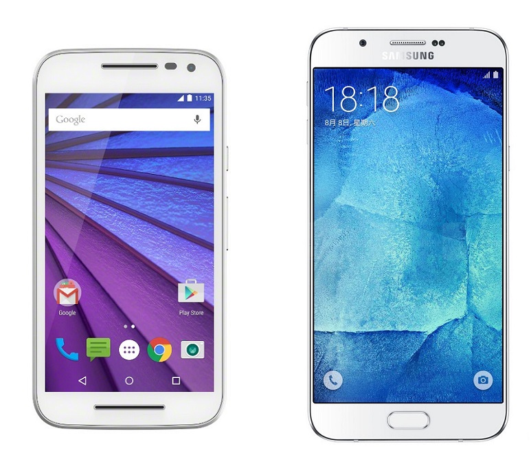 Moto G3 vs Galaxy A8 Motorola  Samsung