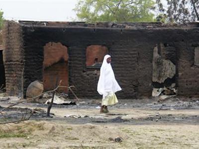 Burnt out houses in Nigeria