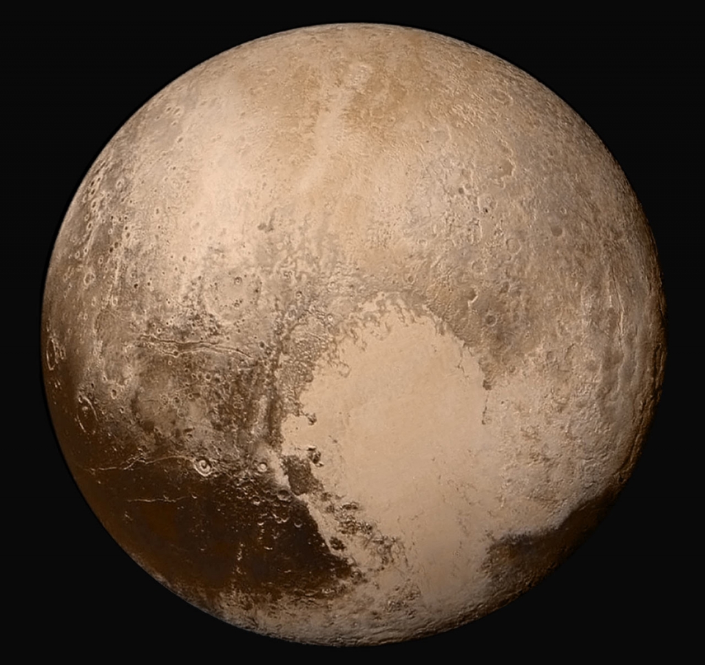 This mosaic provides the best view ever obtained of the dwarf planet Pluto. The lower right edge of the planet in this view currently lacks high-resolution color coverage. Image credit NASA  Johns Hopkins University Applied Physics Laboratory  Southwes