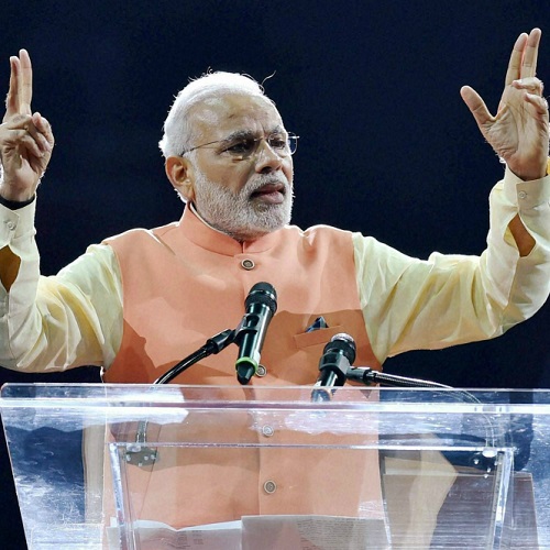 Narendra Modi during his speech at Madison Square Gardens last year File