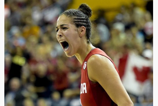 Canada forward Kia Nurse reacts against the United States during the gold-medal game action at the Pan Ams