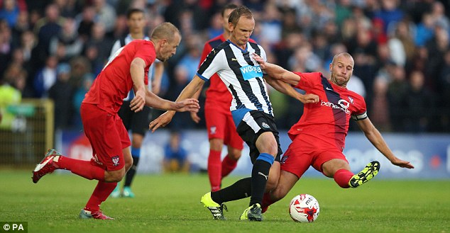 Newcastle playmaker Siem de Jong plays a pass during the pre-season friendly against York City