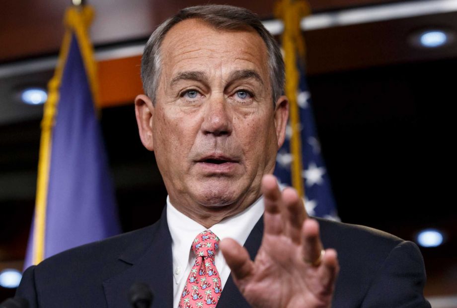 House Speaker John Boehner of Ohio speaks during a news conference on Capitol Hill in Washington. A former Cincinnati-area bartender charged with threatening to kill Boehner is going to trial. Michael Hoyt is char