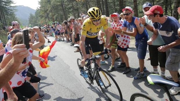 Outraged Britain's Chris Froome claims a spectator threw urine in his face during the 14th stage of the Tour de France